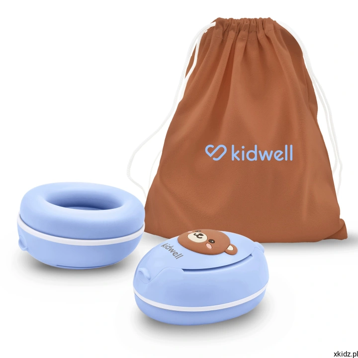 Słuchawki wygłuszające Kidwell ORSO 2w1 Blue - zawartość zestawu z woreczkiem do przenoszenia