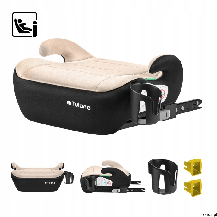 Podstawka samochodowa ISOFIX Tulano Cabby 30 - beżowo-czarna podstawka na białym tle