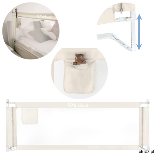 Barierka do łóżka 180 cm Kidwell TIVA Beige - beżowa barierka ochronna na białym tle