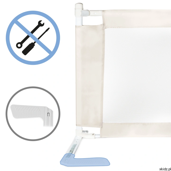 Barierka do łóżka 180 cm Kidwell TIVA Beige - stopy stabilizujące pod materacem