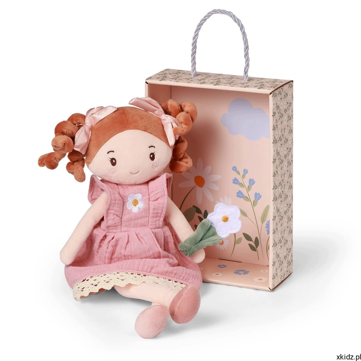 Lalka szmacianka BabyOno Lily 31 cm - lalka ogrodniczka na białym tle