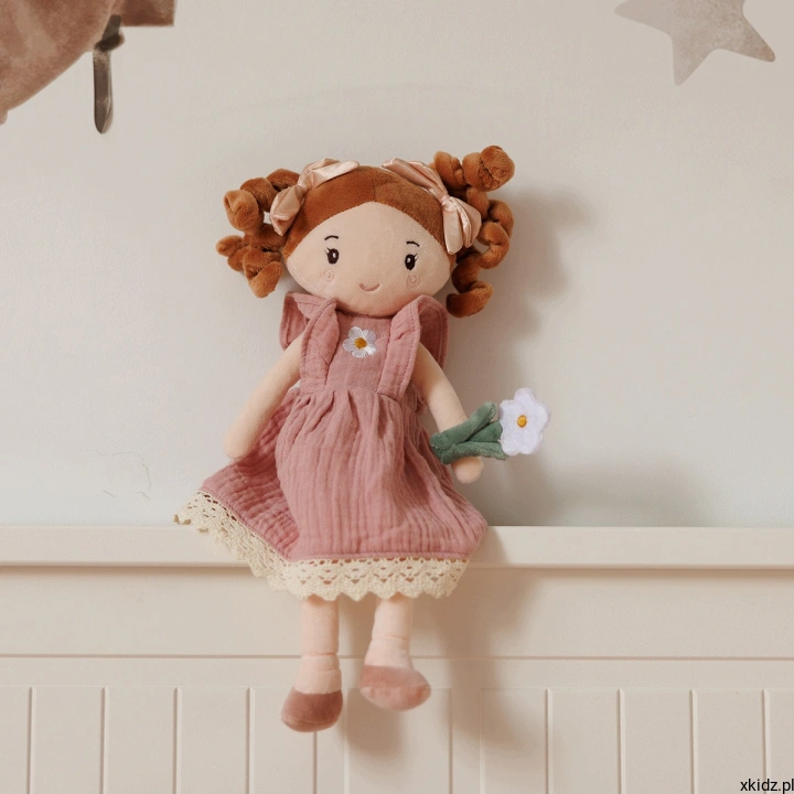 Lalka szmacianka BabyOno Lily 31 cm - tekstylna sukienka z roślinnymi detalami