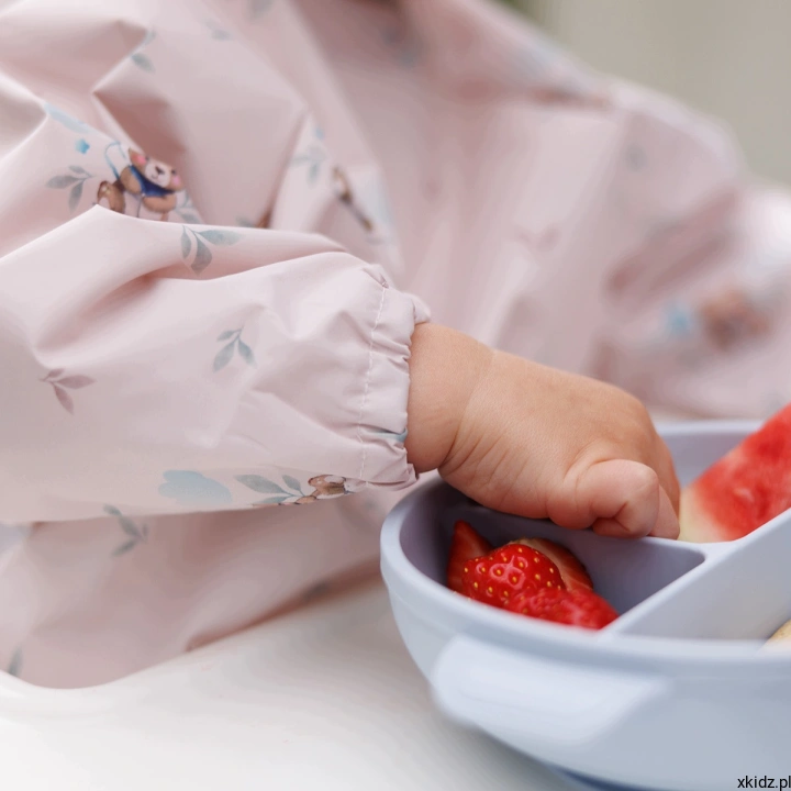 Śliniak fartuszek z rękawem Babyono Teddy Beige - długie rękawy z elastycznymi gumkami