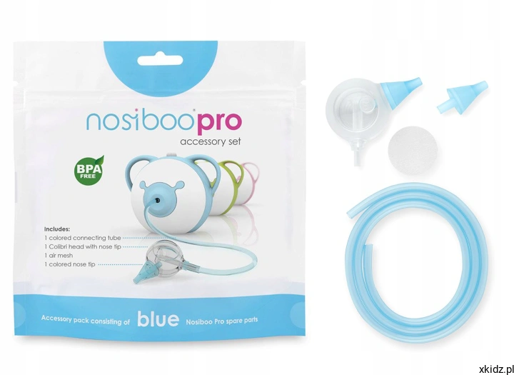 Zestaw akcesoriów Nosiboo Pro Blue - głowica Colibri z noskiem newborn