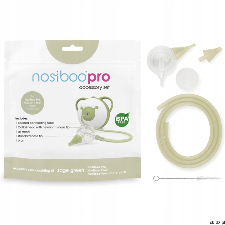 Zestaw akcesoriów Nosiboo Pro Sage - głowica Colibri z noskiem newborn i większym noskiem
