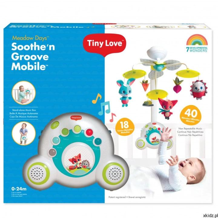 Karuzela do łóżeczka Tiny Love Rośnij z muzyką Zabawa na Łące - opakowanie produktu