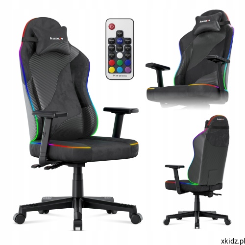 Fotel gamingowy z podświetleniem RGB Huzaro Ranger 5.7 Black RGB - widok z przodu