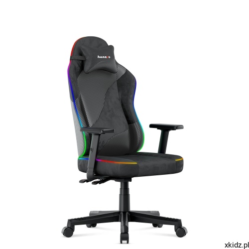 Fotel gamingowy Huzaro Ranger 5.7 Black RGB - podświetlenie LED oparcia w ciemnym pokoju