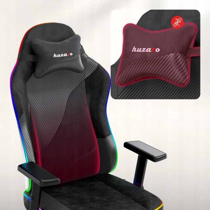 Fotel gamingowy Huzaro Ranger 5.7 Black RGB - poduszka pod kark przy zagłówku