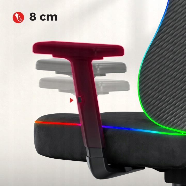 Fotel gamingowy Huzaro Ranger 5.7 Black RGB - podłokietniki 1D z regulacją wysokości 8 cm