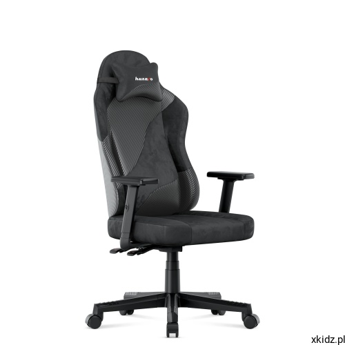 Fotel gamingowy Huzaro Ranger 5.7 Black - widok z boku na kubełkowe oparcie z zagłówkiem