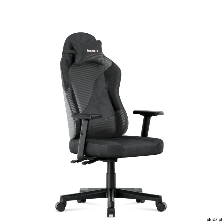 Fotel gamingowy Huzaro Ranger 5.7 Black - widok z boku na kubełkowe oparcie z zagłówkiem