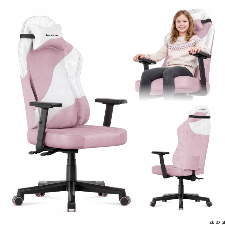 Fotel gamingowy Huzaro Ranger 5.7 Lilac - widok z boku na kubełkowe oparcie z zagłówkiem