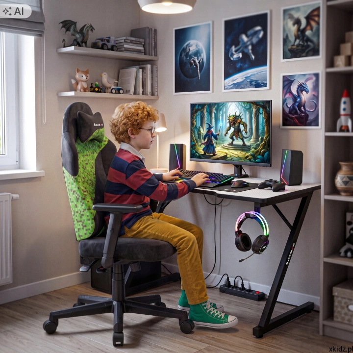 Fotel gamingowy Huzaro Ranger 5.7 Pixel - fotel w aranżacji młodzieżowego pokoju przy biurku