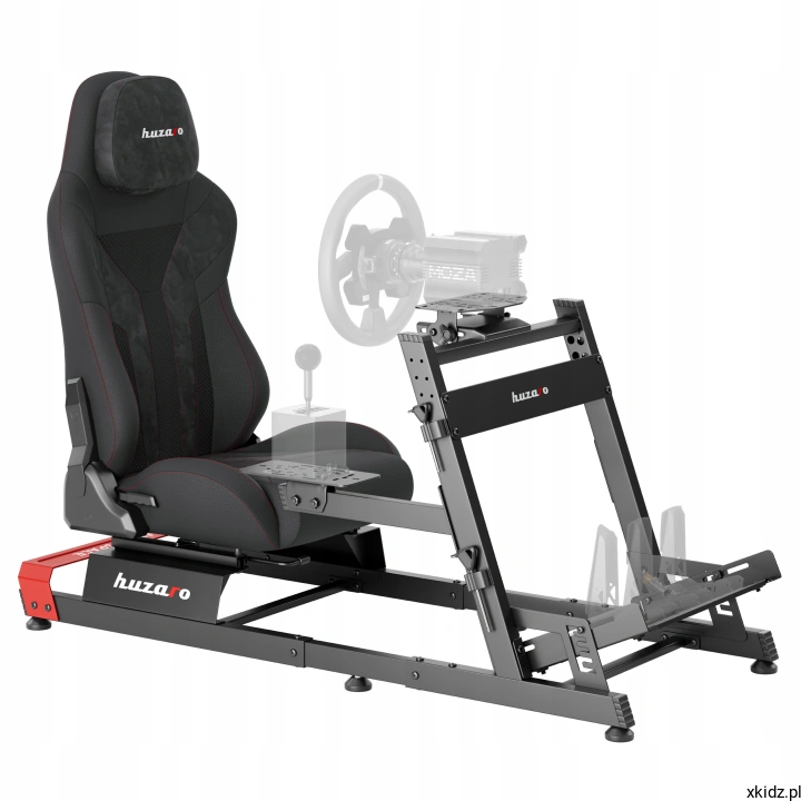 Kokpit do simracingu z fotelem Huzaro Speed 5.7 - stalowa rama z fotelem widok z boku