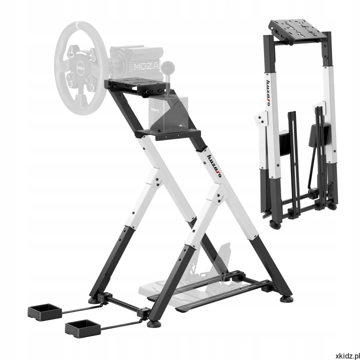 Biały stojak do kierownicy Huzaro Speed 2.5 White - składany stelaż do simracingu