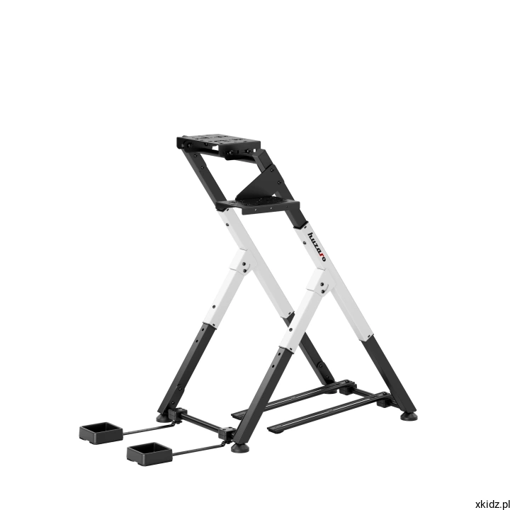Stojak do kierownicy Huzaro Speed 2.5 White - blokada kółek fotela przy płycie pedałów