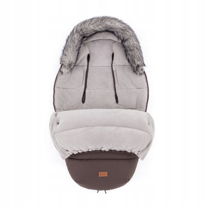 Śpiworek zimowy do wózka Petite&amp;Mars Comfy Rich Brown - odpinane futerko we wnętrzu