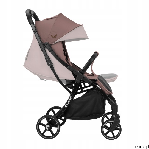 Wózek spacerowy Kidnort Fjällräv Mocha - wózek złożony jedną ręką, stojący pionowo