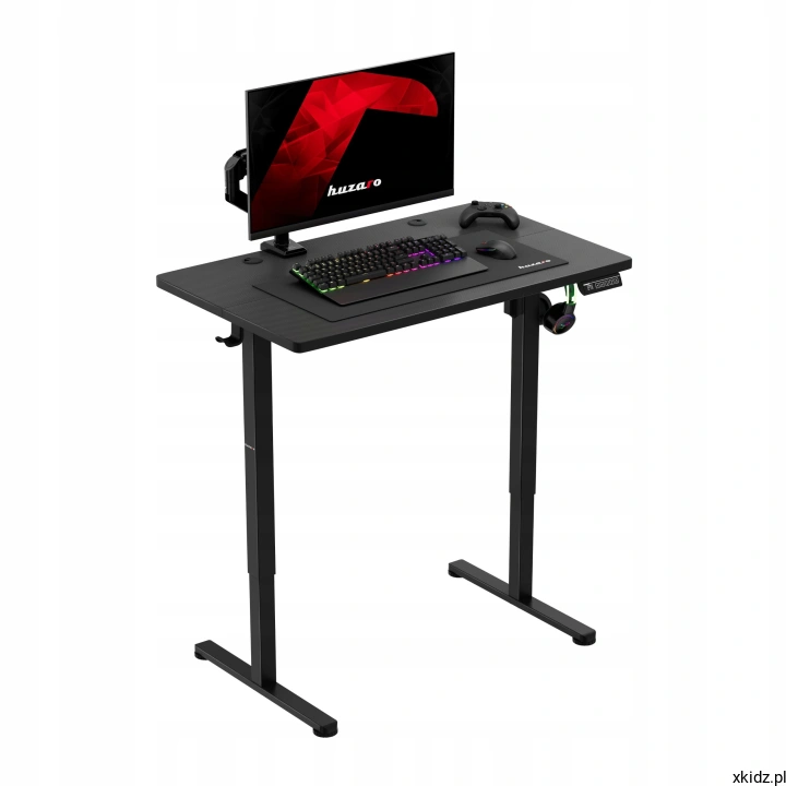 Biurko elektryczne na kółkach Huzaro Hero 7.8 Black - blat podniesiony do pracy na stojąco