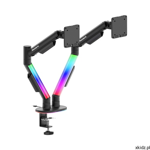 Uchwyt na 2 monitory Huzaro Motion 2.6 RGB - uchwyt bez monitorów, widok całej konstrukcji