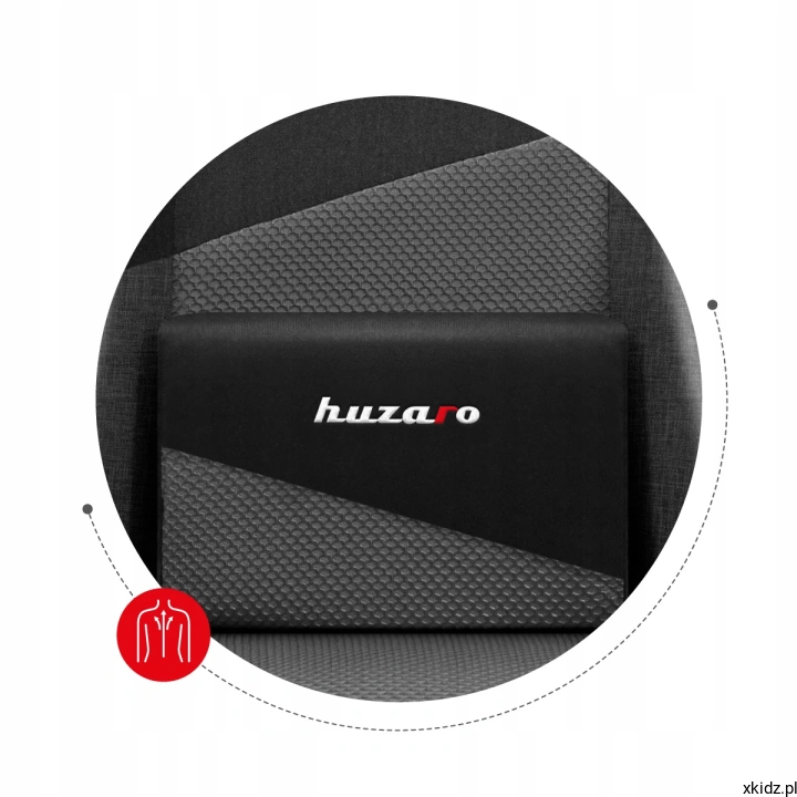 Fotel gamingowy Huzaro Force 6.2 Carbon Mesh Grey - poduszka pod kark i poduszka lędźwiowa