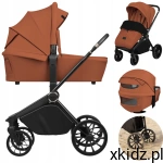 LIONELO Wózek 2w1 PRZÓD TYŁ AiryDots DUŻE KOŁA+AKCESORIA Mika Plus Brown