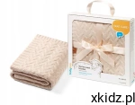 Babyono Kocyk 75 x 100cm MERINO WOOL otulacz z wełny 1648/01 jasny beżowy
