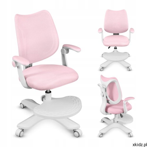 Fotel obrotowy Mark Adler Junior 4.6 Pink - widok całego fotela w kolorze różowym