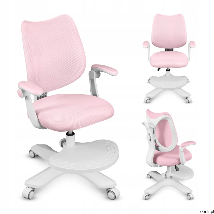 Fotel obrotowy Mark Adler Junior 4.6 Pink - widok całego fotela w kolorze różowym