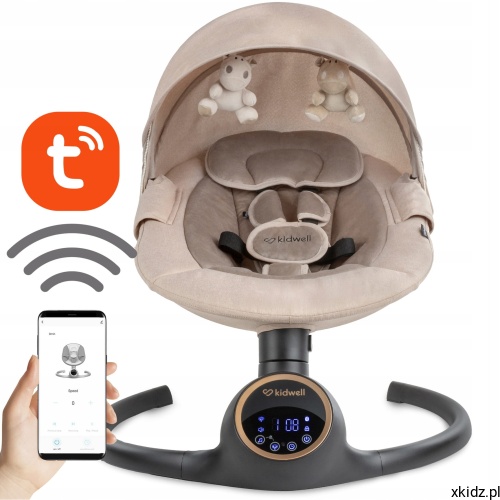 Elektryczny bujaczek leżaczek Kidwell REVE Beige 2w1 -  widok frontu