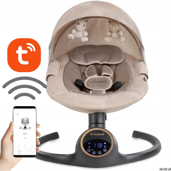 Elektryczny bujaczek leżaczek Kidwell REVE Beige 2w1 -  widok frontu