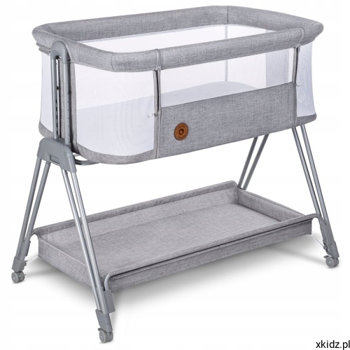 Łóżeczko dostawne Lionelo Luna 2w1 Grey - widok całego łóżeczka