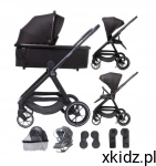 4Baby wózek 2w1 FOSTER gondola + spacerówka PRZÓD/TYŁ + akcesoria Black
