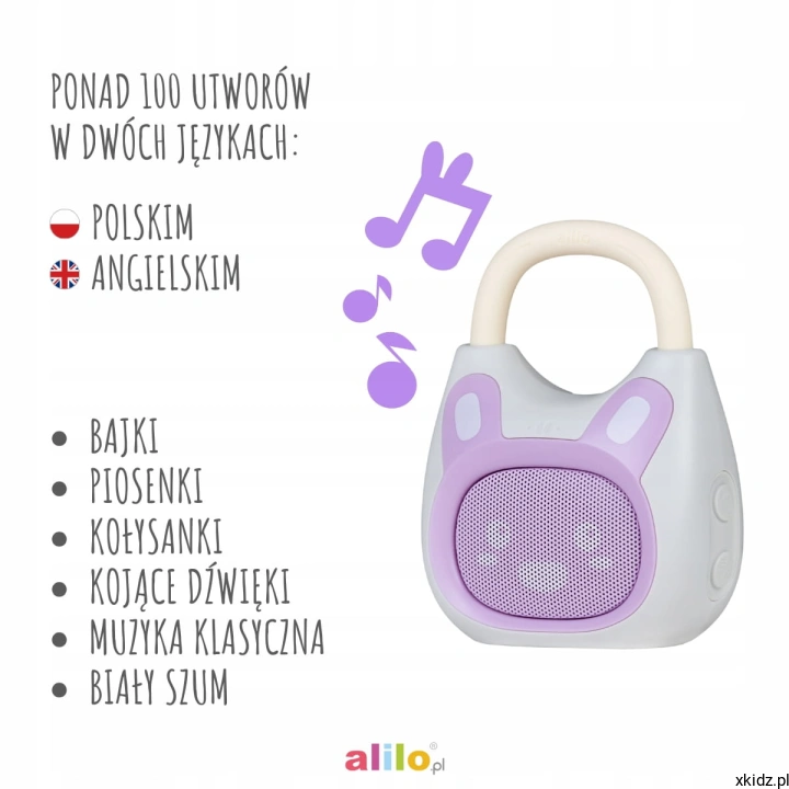 Alilo Pocket Bunny K1 fioletowy - silikonowy uchwyt i przyciski głośności