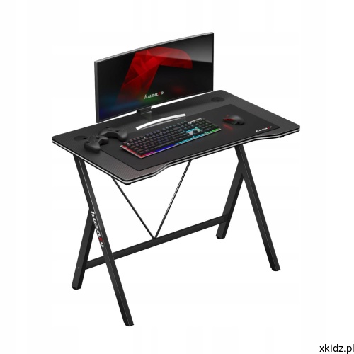Biurko gamingowe Huzaro HERO 1.4 Black 100 cm z monitorem, klawiaturą z podświetleniem i myszą