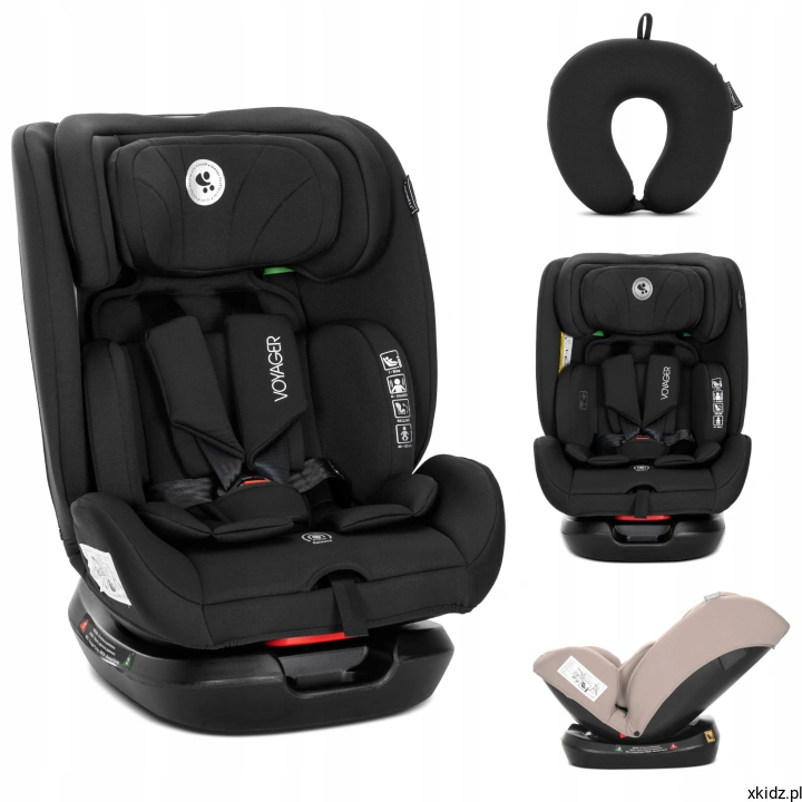 Fotelik samochodowy Lorelli Voyager Black i-Size - widok całego fotelika w kolorze czarnym