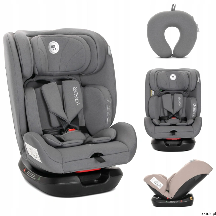 Fotelik samochodowy Lorelli Voyager Grey i-Size - widok całego fotelika w kolorze szarym