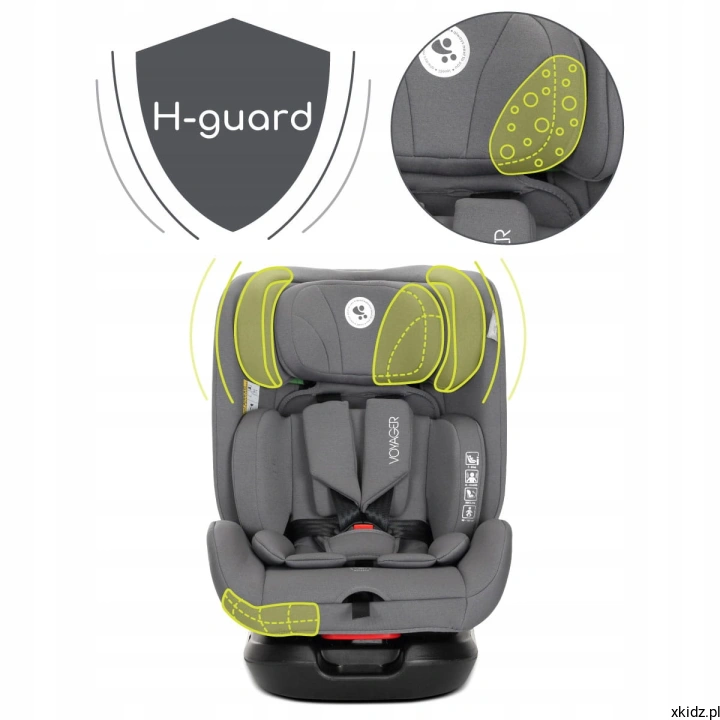 Fotelik samochodowy Lorelli Voyager Grey - pianka H-GUARD i ochrona boczna zagłówka