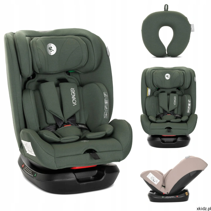 Fotelik samochodowy Lorelli Voyager Green i-Size - widok całego fotelika w kolorze zielonym