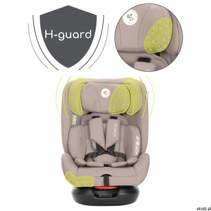 Fotelik samochodowy Lorelli Voyager Beige - pianka H-GUARD i ochrona boczna zagłówka