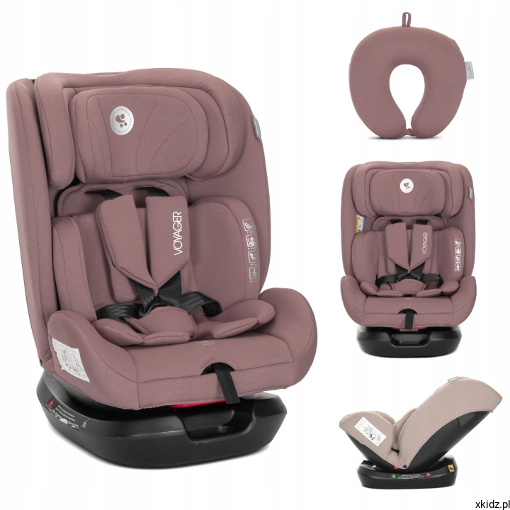 Fotelik samochodowy Lorelli Voyager Pink i-Size - widok całego fotelika w kolorze różowym