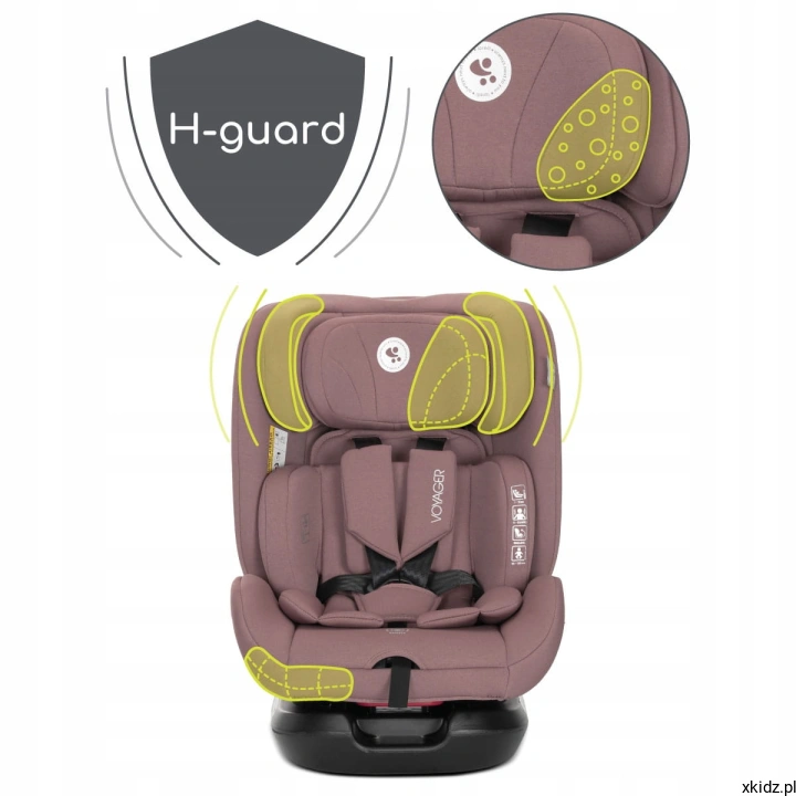 Fotelik samochodowy Lorelli Voyager Pink - pianka H-GUARD i ochrona boczna zagłówka