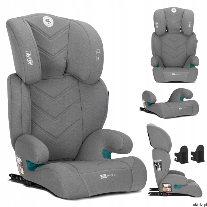 Fotelik Lorelli Speed GT Grey i-Size 100-150 cm - widok całego fotelika w kolorze szarym