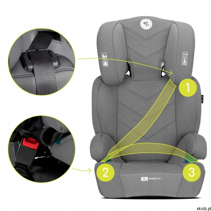Fotelik Lorelli Speed GT Grey - prowadzenie 3-punktowego pasa samochodowego
