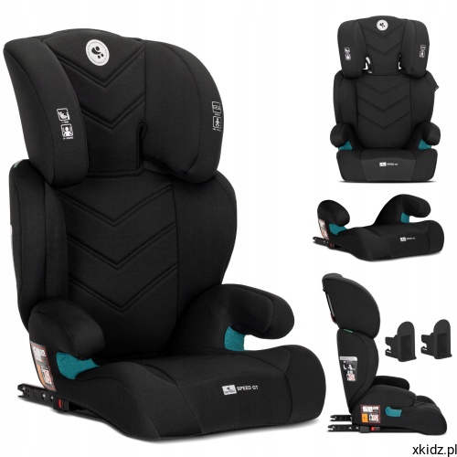 Fotelik Lorelli Speed GT Black i-Size 100-150 cm - widok całego fotelika w kolorze czarnym