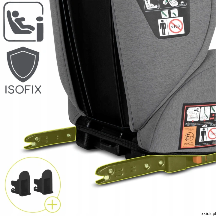 Fotelik Lorelli Speed GT Green - montaż na zaczepy ISOFIX z prowadnicami
