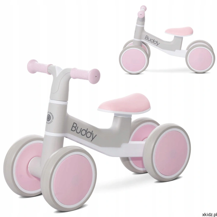 Rowerek biegowy Lorelli Buddy Pink - różowy jeździk 2w1 na czterech kołach
