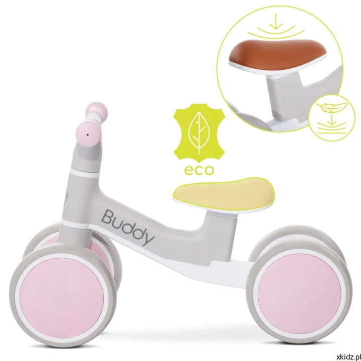 Rowerek Lorelli Buddy Pink - siedzisko z ekoskóry z podwójną warstwą pianki