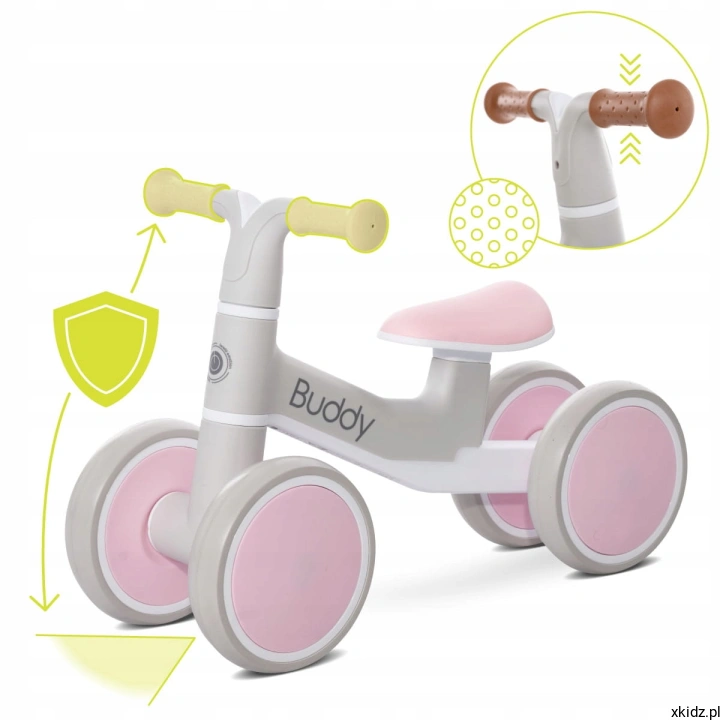 Rowerek Lorelli Buddy Pink - antypoślizgowe uchwyty kierownicy
